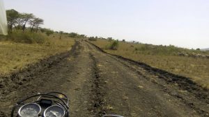 The newly graded 4.5km road - next step: add raised, packed morrum